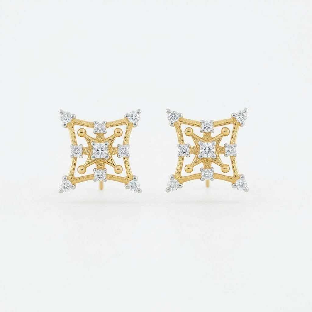 Square Star Diamond Earrings