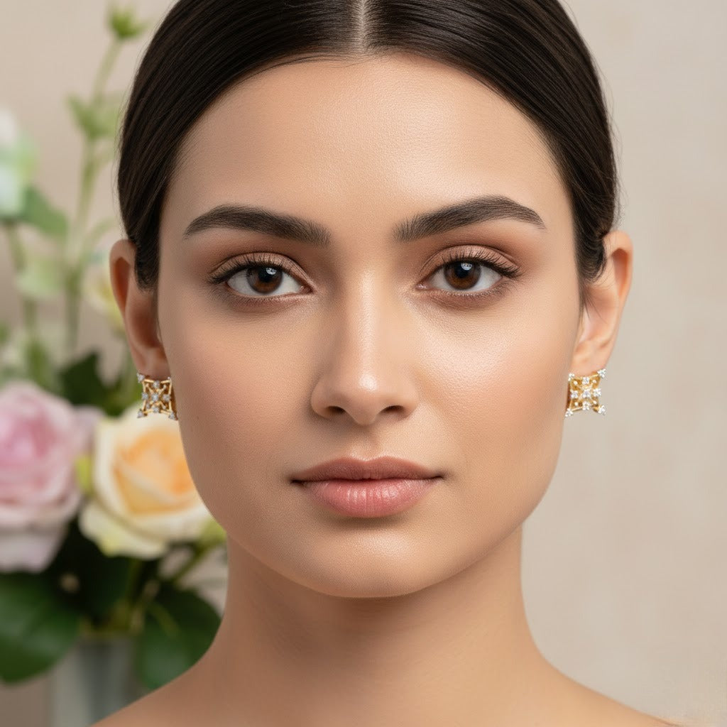 Square Star Diamond Earrings