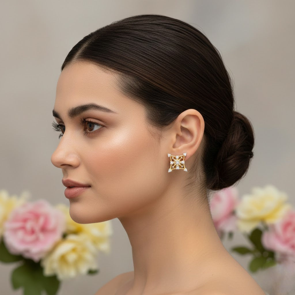 Square Star Diamond Earrings