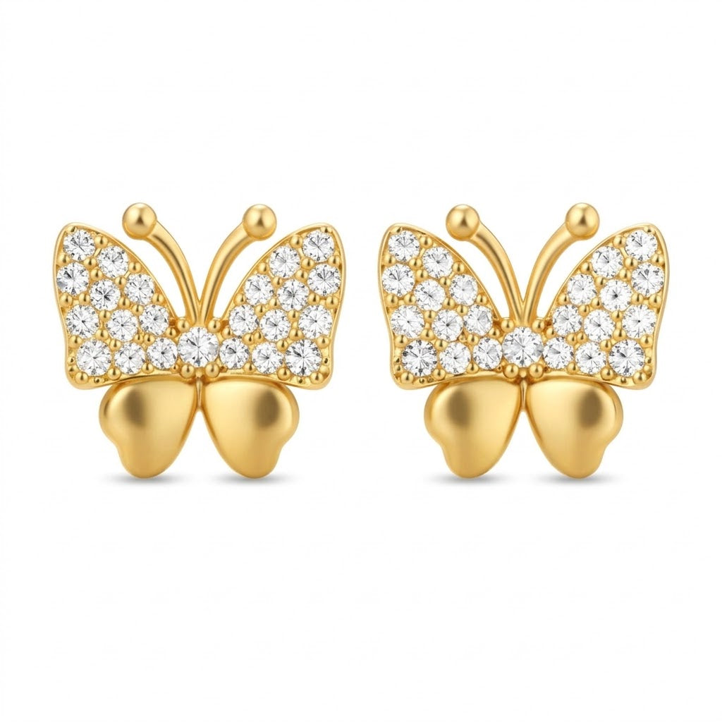Butterfly Sparkle Motif Diamond Gold Earrings