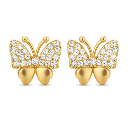 Butterfly Sparkle Motif Diamond Gold Earrings