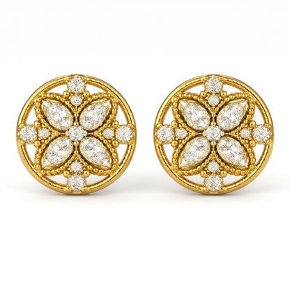 Floral Harmony Diamond Gold Earrings