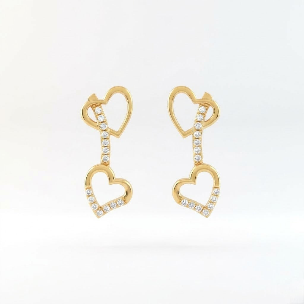 Heart Drop Diamond Earrings
