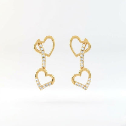 Heart Drop Diamond Earrings