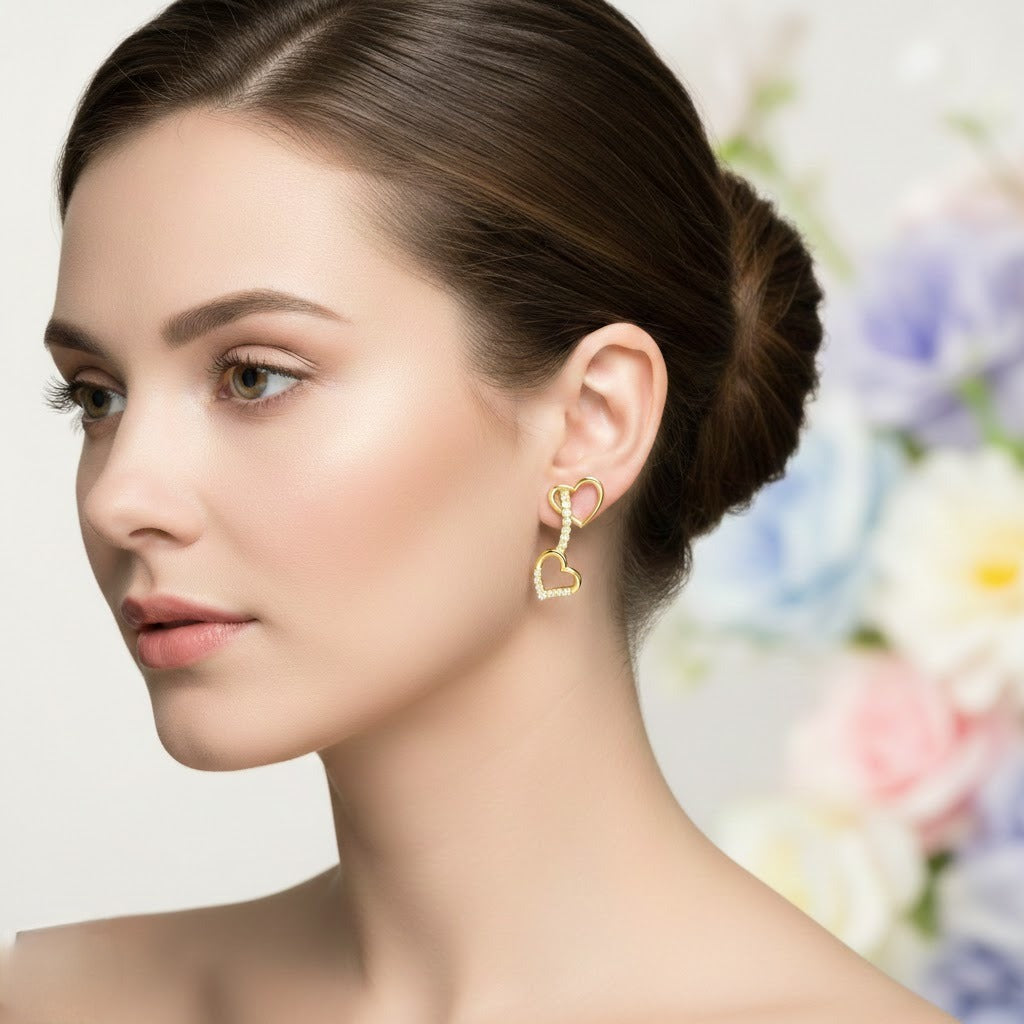 Heart Drop Diamond Earrings