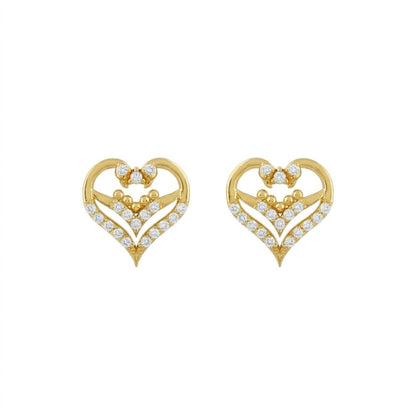 Layered Heart Harmony Diamond Gold Earrings