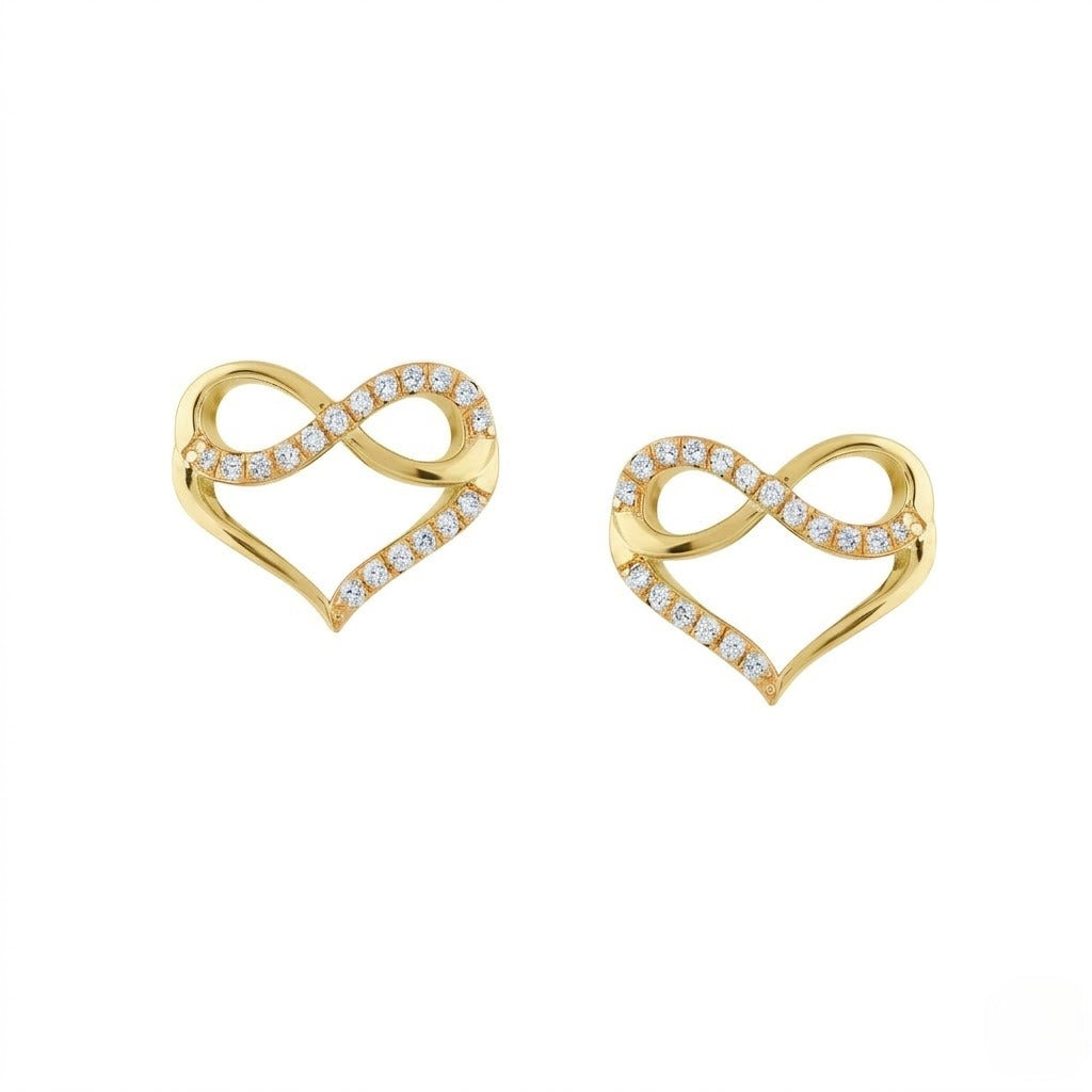 Infinity Heart Curve Diamond Gold Earrings