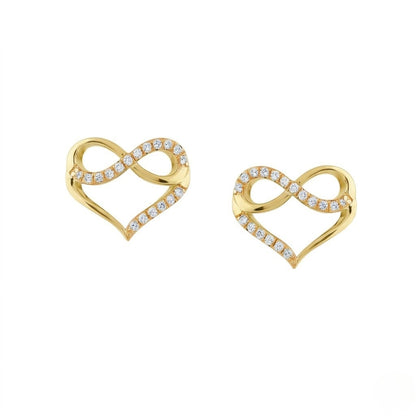 Infinity Heart Curve Diamond Gold Earrings