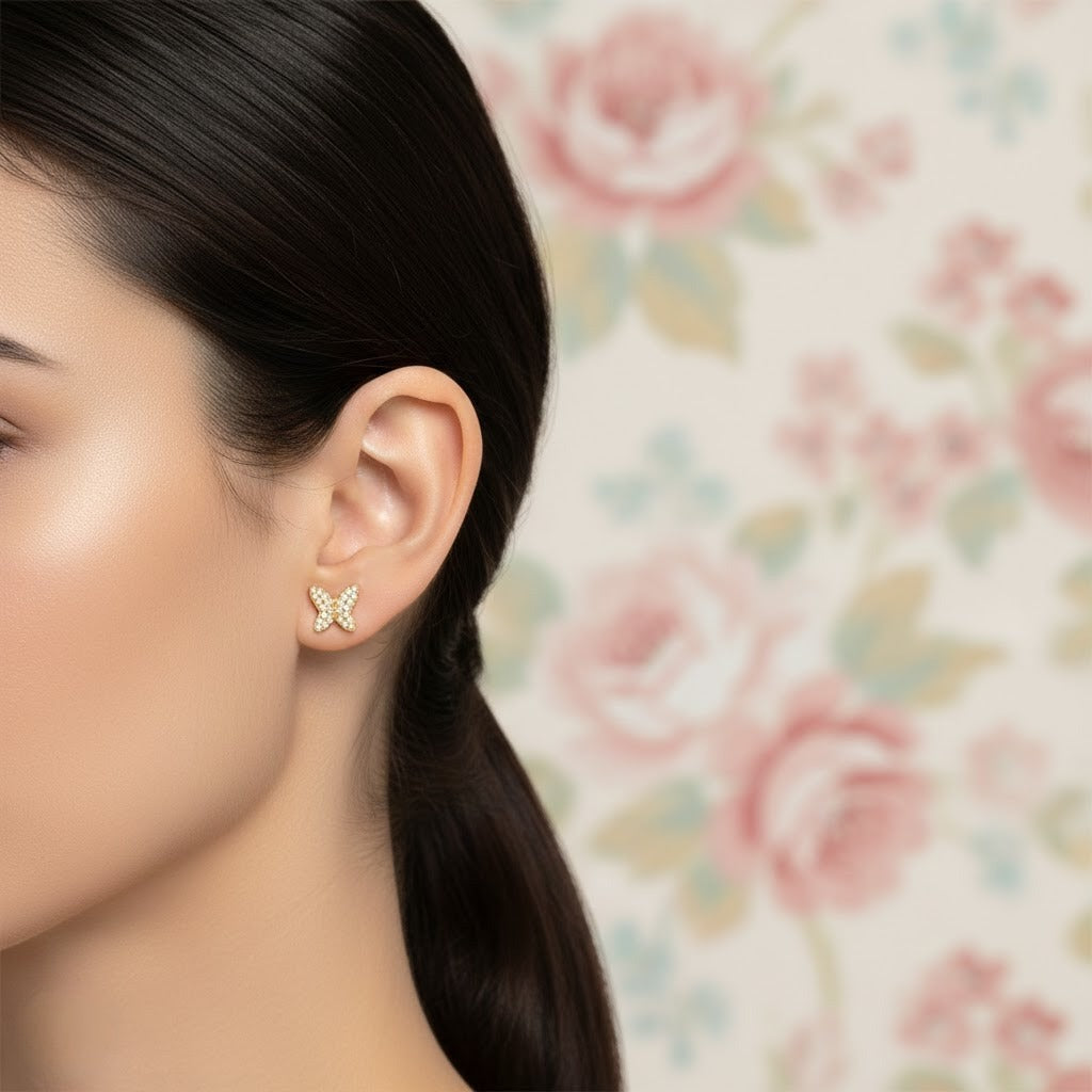 Butterfly Freedom Diamond Gold Earrings