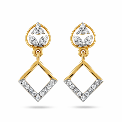 Geometric Drop Elegance Diamond Gold Earrings