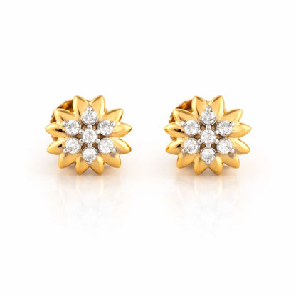 Golden Petal Bloom Diamond Gold Earrings