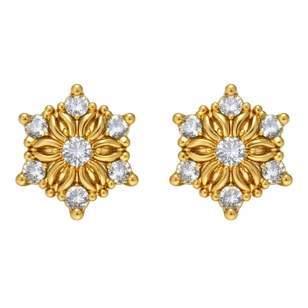 Sunflower Radiance Cluster Diamond Gold Earrings