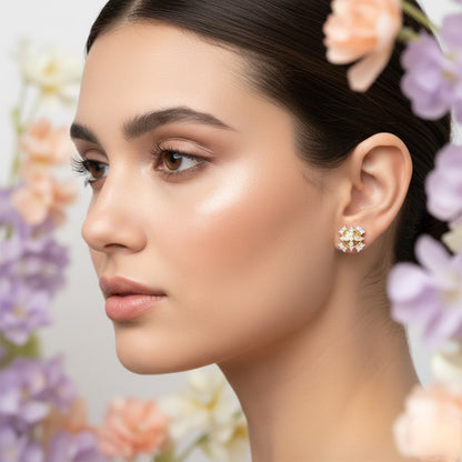 Heritage Circle Pattern Diamond Gold Earrings