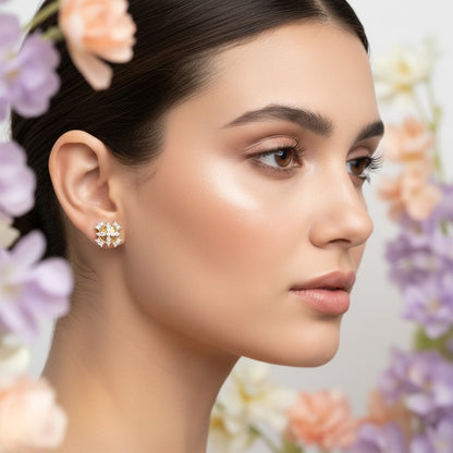 Heritage Circle Pattern Diamond Gold Earrings