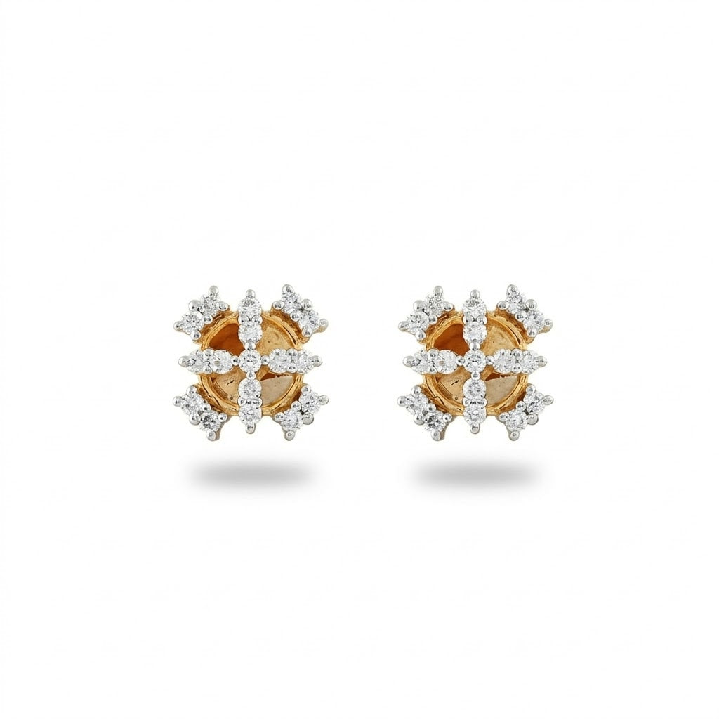 Heritage Circle Pattern Diamond Gold Earrings