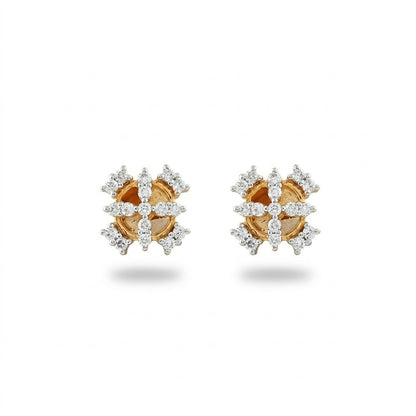 Heritage Circle Pattern Diamond Gold Earrings
