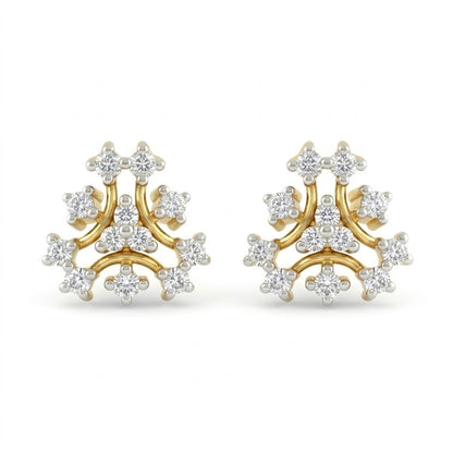 Crown Inspired Floral Diamond Gold Earrings