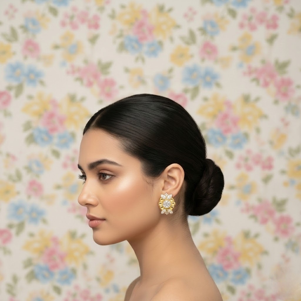 Floral Cluster Elegance Diamond Gold Earrings