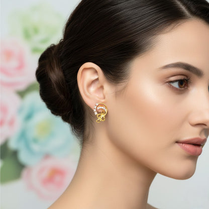 Dual Tone Circle Diamond Gold Earrings
