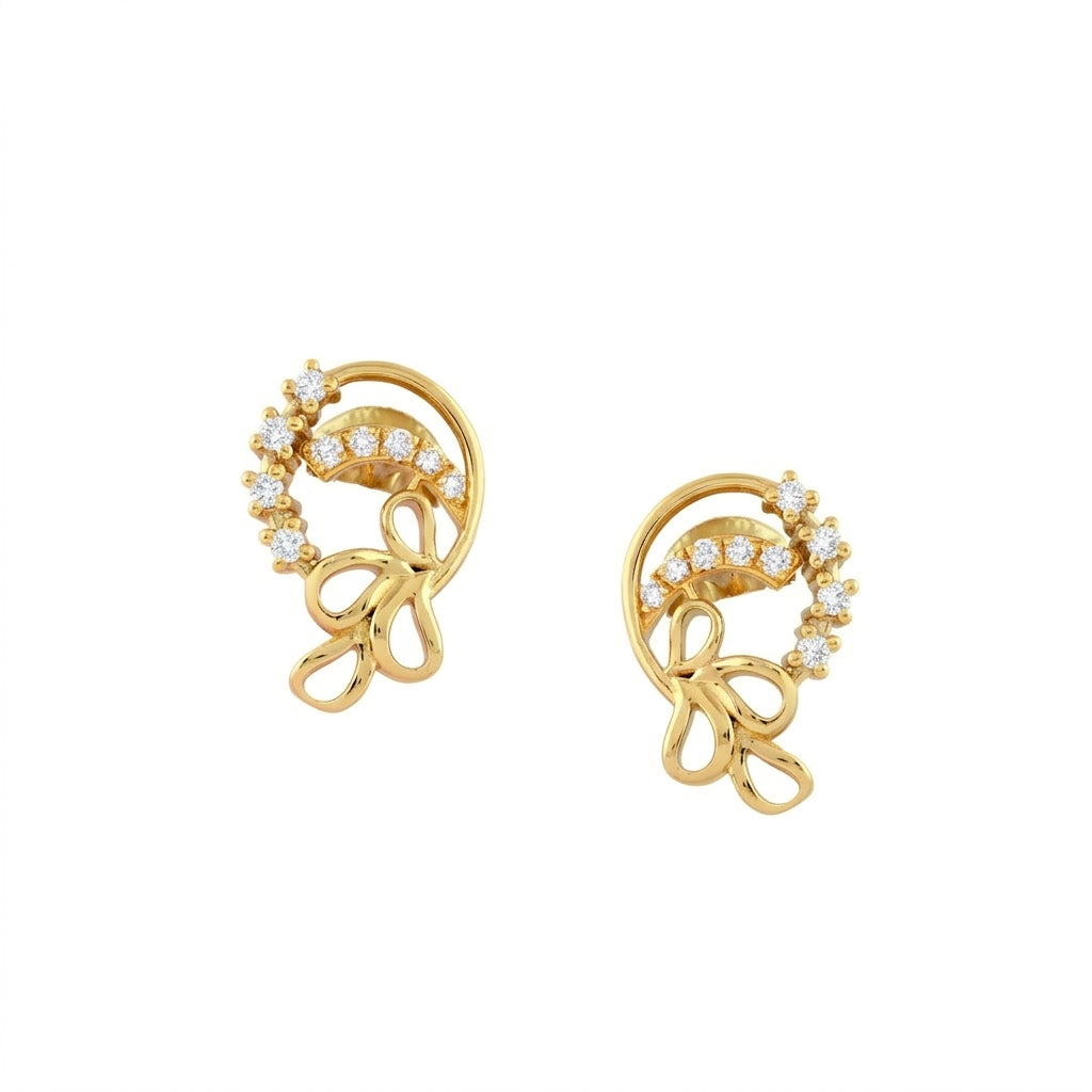 Dual Tone Circle Diamond Gold Earrings