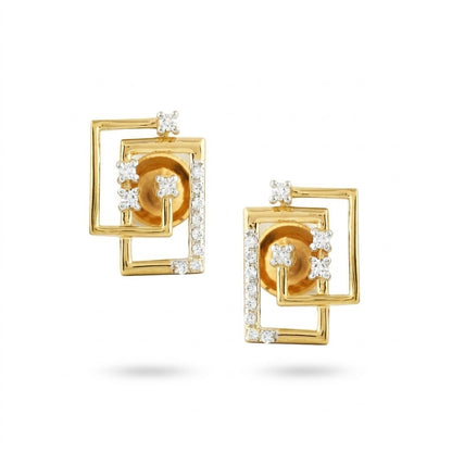 Geometric Maze Diamond Gold Earrings
