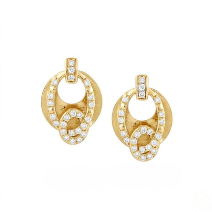 Interlinked Oval Diamond Gold Earrings