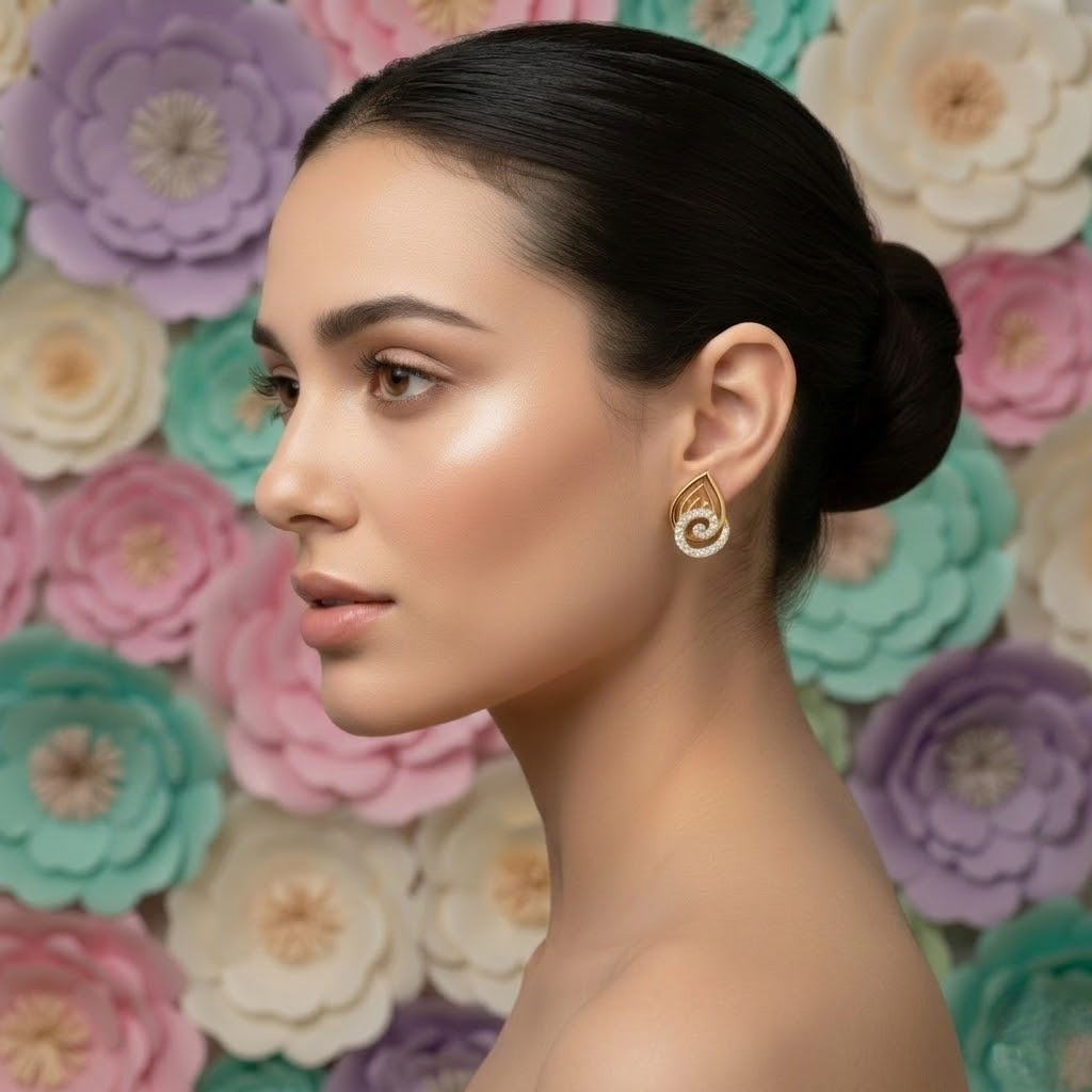 Gold Swirl Diamond Earring