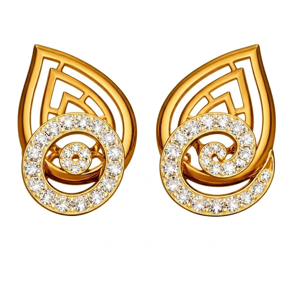Gold Swirl Diamond Earring