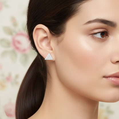 Textured Triangle Statement Diamond Gold Earrings