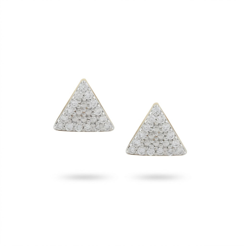 Textured Triangle Statement Diamond Gold Earrings