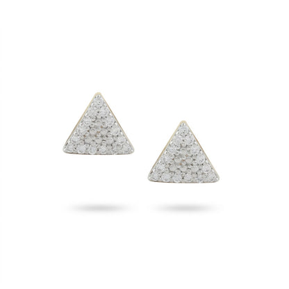 Textured Triangle Statement Diamond Gold Earrings