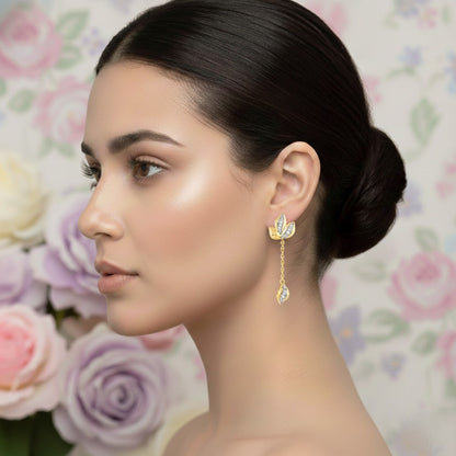 Gold Leaf Drop Earring
