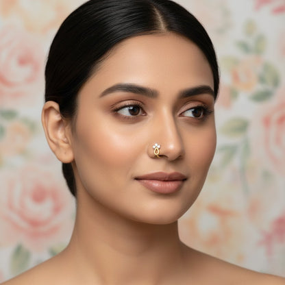 Elegant Teardrop Sparkle Diamond Gold Nose Pin