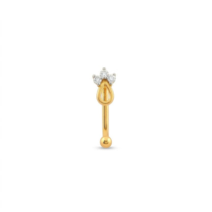 Elegant Teardrop Sparkle Diamond Gold Nose Pin