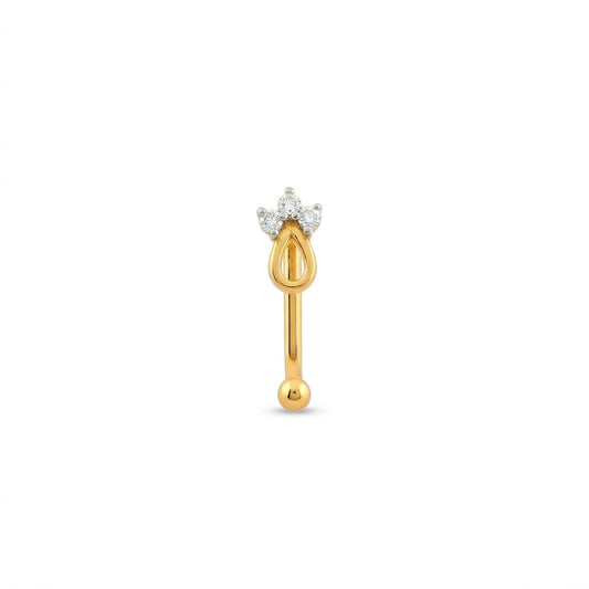 Elegant Teardrop Sparkle Diamond Gold Nose Pin