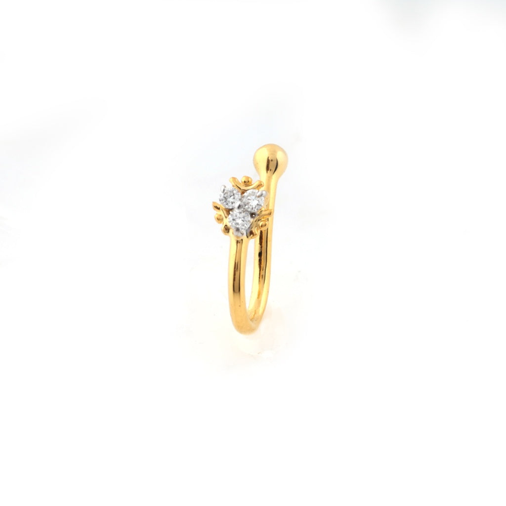 Elegant Trinity Diamond Gold Nose Pin