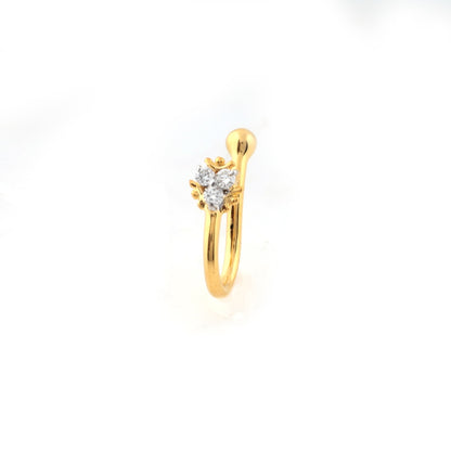 Elegant Trinity Diamond Gold Nose Pin