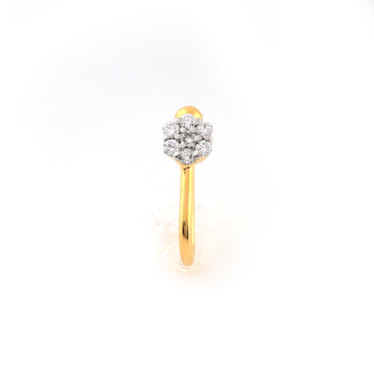Elegant Floral Cluster Sparkle Diamond Gold Nose Pin