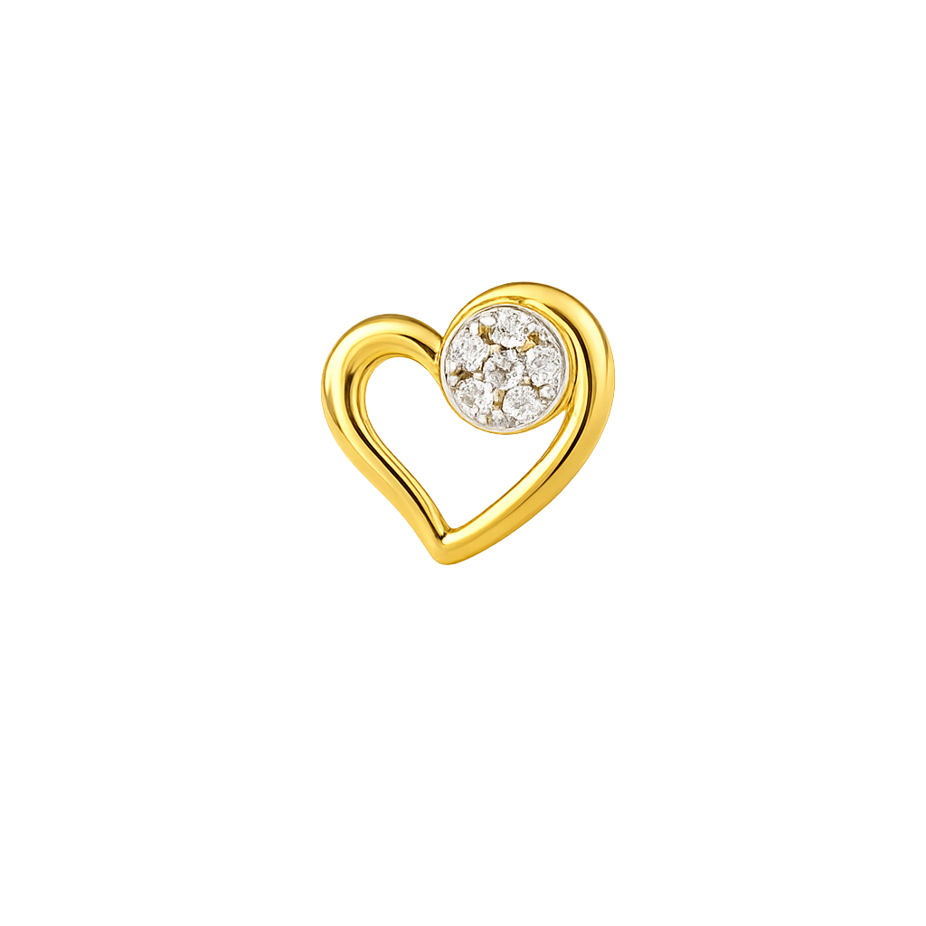 Curved Heart Diamond Gold Nose Pin