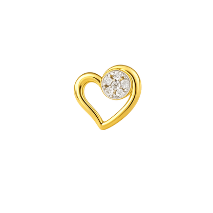 Curved Heart Diamond Gold Nose Pin