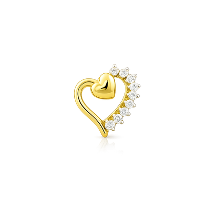 Double Heart Diamond Gold Nose Pin