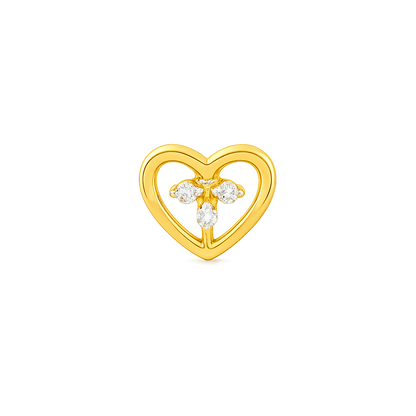 Open Heart Floral Diamond Gold Nose Pin