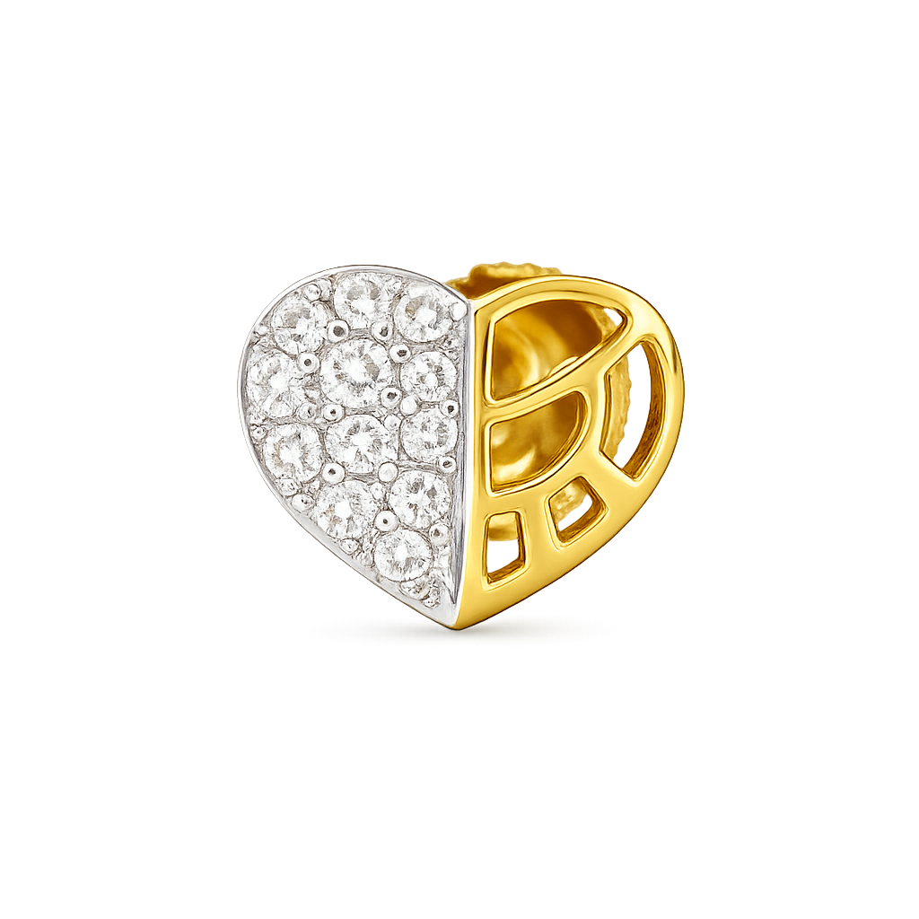 Half-Heart Diamond Gold Nose Pin