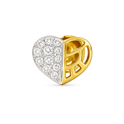 Half-Heart Diamond Gold Nose Pin