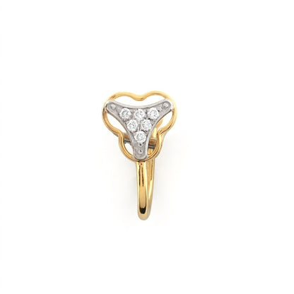 Modern Heart Frame Diamond Gold Nose Pin