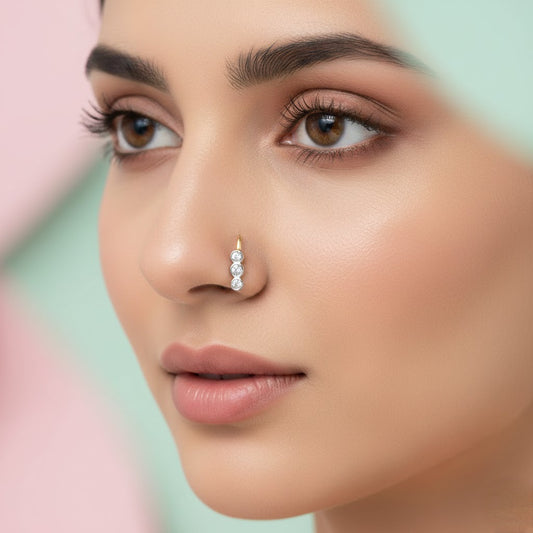 Minimalist Triple Drop Diamond Gold Nose Pin