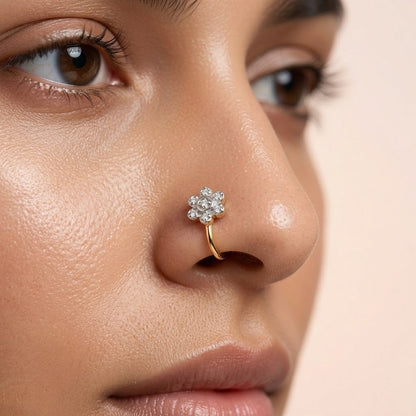 Floral Blossom Diamond Nose Pin