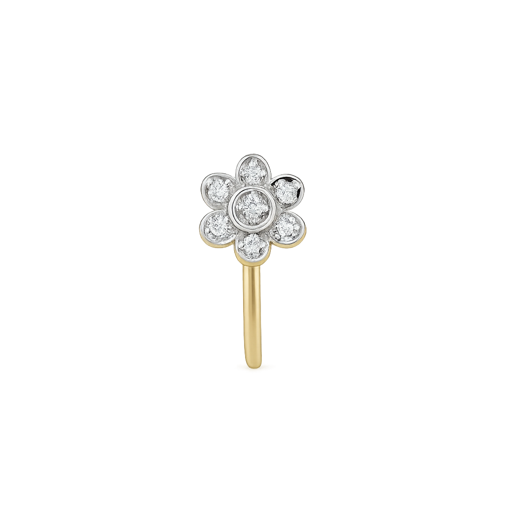 Floral Blossom Diamond Nose Pin