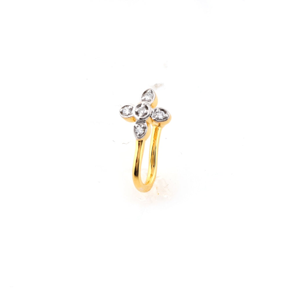 Petite Floral Spark 9K Diamond Gold Nose Pin
