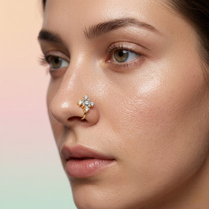 Elegant Spark Diamond Gold Nose Pin